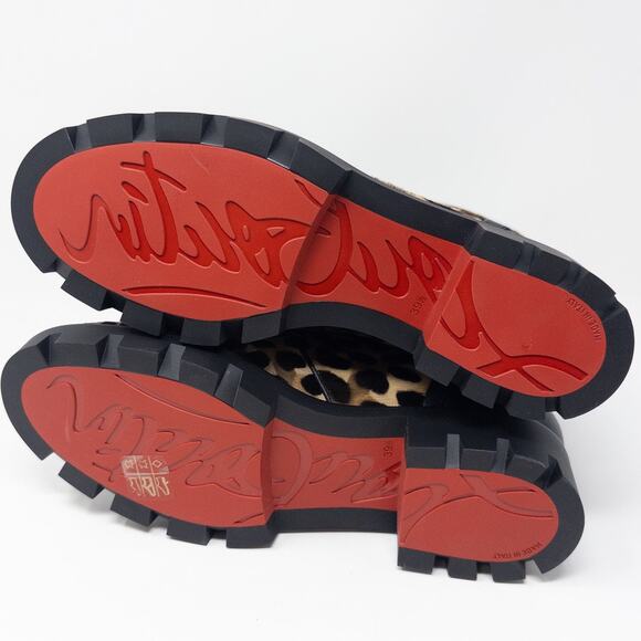 Christian Louboutin Macadamia Leopard Lace-Up Winter Boots EU 39.5 New - Picture 4 of 8